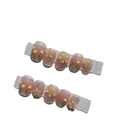 Summer hand-painted tulip nail patches for beautiful wearing and refreshing mid to long nails(ShortSquare M)