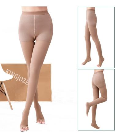 Buy Medical Compression Tights for Varicose Veins & Edema | 20-30 mmHg Gradient Pressure Open Toe Stockings | Opaque Beige XX-Large - International Shipping Available - Buy Online on GoSupps.com