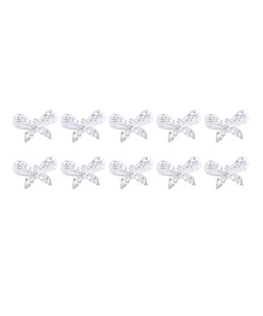 FEIlei 10 Bows Nail Art Charms Nail Rhinestones Alloy Butterfly-Nail Crystals Diamonds