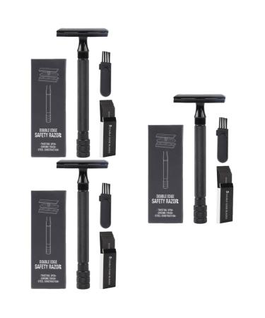 Frcolor 3 sets manual razor manual razor cutter edge razor blades razor hand rasier face beard razor old razor hair razor old fashioned scratches double -edged