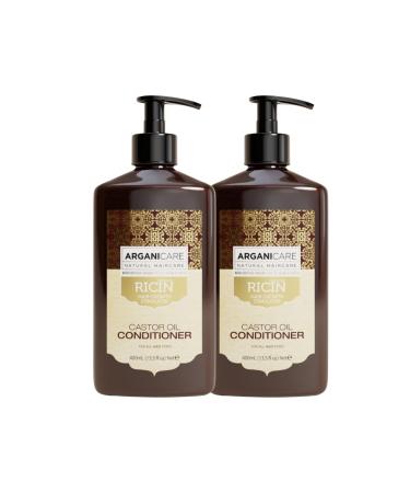 ARGANICARE | Gamme Ricin | Apr s-shampoing reconstructeur Ricin | Favorise la Croissance & Stimule la pousse | Tous types de cheveux | Lot de 2x400 ml Gamme Ricin Tous types de cheveux