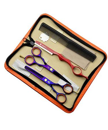HUNTERrapoo 5.5 inch purple Stainless steel Hair cutting scissors kit thinning Shears for hairdressing barber scissors kit