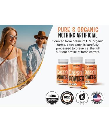 Strong Organics Carrot Juice Powder Caps USA Grown, Organic, Raw Cold-Pressed High Potency Beta Carotene for Eyes & Skin Vegan, Non-GMO 120 Ct - Buy Online on GoSupps.com
