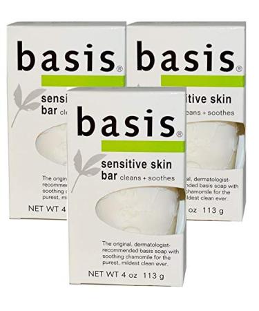 Basis Basis Sensitive Skin Bar Soap - Body Wash Bar Cleans and Soothes With Chamomile and Aloe Vera - 4 Oz. Bar Soap (pack Of 3) 3 count 3-PACK