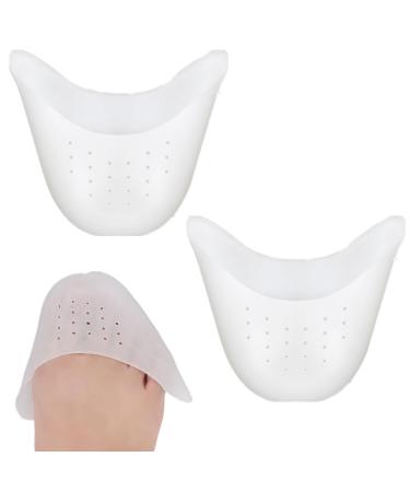 BeeSpring 2 Pcs Ballet Dance Toe Pads Soft Silicone Gel Toe Covers High Heels Toe Caps Toe Protector with Breathable Hole for Women 1 Pair- White