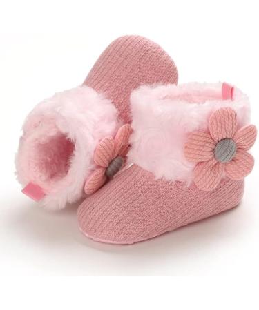 Baby Winter Fleece Booties Non-Slip Soft Sole Shoes for Boys Girls 6-12 Months - Pink - Buy Online on GoSupps.com