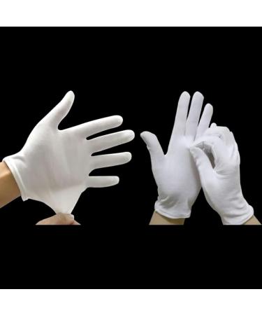 White Cotton Gloves - 12 Pairs for Moisturizing Spa Jewelry Inspection & Service | Elastic Hand Care Gloves - Buy Online on GoSupps.com