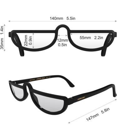 London Mole Glasses | Brainy Half Moon Reading Glasses for Men & Women | Stylish Full Edge Design with Spring Hinges - Matt Black 3.0x - Buy Online on GoSupps.com