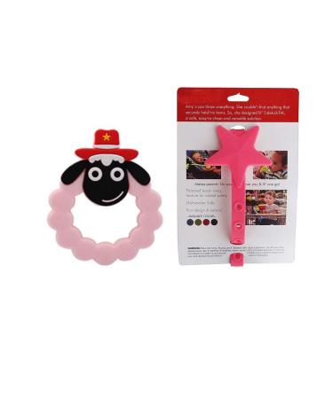 Baby-Constant bite ring holder preferably for Sore gums pain relief eco friends bpa free & fierchinefest nice sheep designed pink