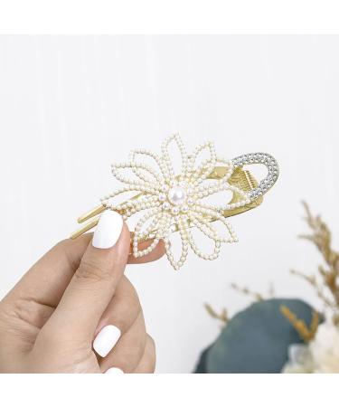 Bohend Large Pearl Hair Claw & Rhinestone Clip | Thick Hair Accessory for Women & Girls - International Shipping Available - Buy Online on GoSupps.com