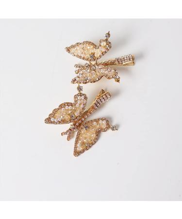KuuGuu 2 PCS Gold Pearl Crystal Butterfly Hair Clips - Alligator Metal Barrettes with Moving Butterflies - Buy Online on GoSupps.com