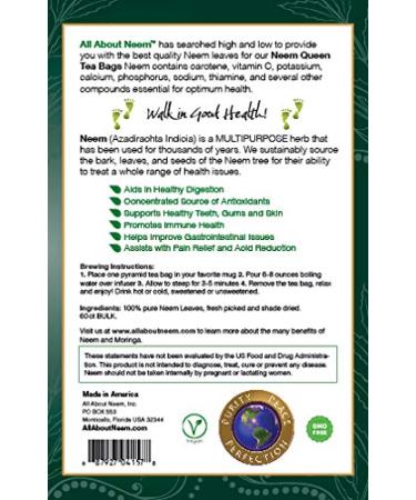Neem Queen Pyramid Tea Bags (30 Count) Loose Sachet - Organic Premium Quality Caffeine Free - Made in America - Buy Online on GoSupps.com