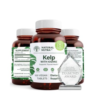 Natural Nutra Kelp Iodine Supplement, Thyroid Support, Strengthen Immune System, Regulates Metabolism, Boost Cognitive Ability, Vegan Sea Kelp, Atlantic Sourced Seaweed Extract, 225 mcg, 100 Tablets 100 Count (Pack of 1) - Buy Online on GoSupps.com