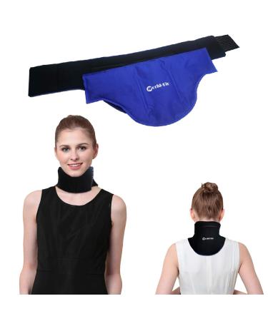 Neck Ice Pack Reusable Hot Ice Pack & Wrap Soothing Compression for Injuries Swelling Cold Compress Gel Pack for Shoulder Cervical Relief Pain Muscle Neck Tension Headache - 18.2 X 8.9 Blue