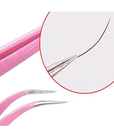 AKOAK Stainless Steel Eyelash Extension Tweezers - Straight and Curved Tips - Pink (2 Pieces) - Buy Online on GoSupps.com