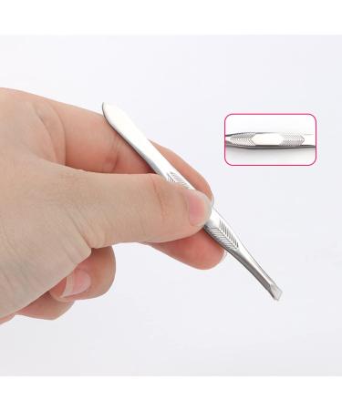 Professional Stainless Steel Eyebrow Tweezers Set - 2pcs Precision Hair Removal & Ingrown Hair Solution - Buy Online on GoSupps.com