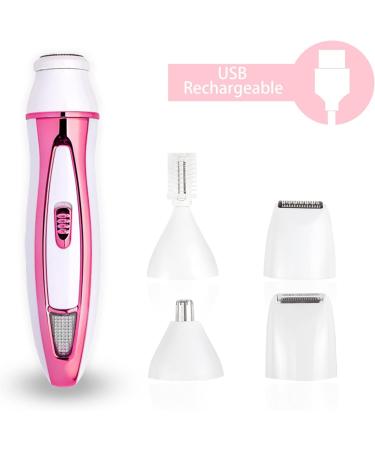 VERY ETERNITY 4 in 1 Lady Shaver Kit - USB Rechargeable Women's Shaver Set for Facial, Body, Nose, Eyebrow & Bikini Trimming (Pink) - Buy Online on GoSupps.com