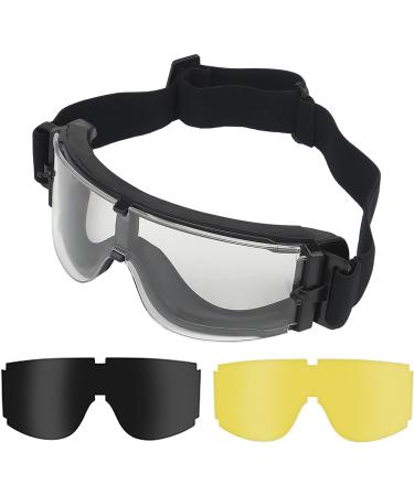DoxiGlobal Airsoft Tactical Safety Goggles - Anti Fog UV Glasses with 3 Color Lenses for Paintball, Shooting, Hunting, Cycling, Military - Eye Protection - Buy Online on GoSupps.com