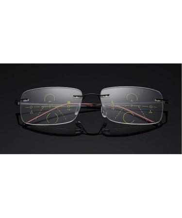 Buy Mincl Classic Fashion Rimless Progressive Multifocal Reading Glasses - Unisex Rectangular Design (Black 2.5) - International Shipping Available - Buy Online on GoSupps.com