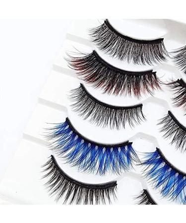 Spactz 5 Pairs of Mixed Style Color Magnetic Eyelashes Waterproof Eyeliner Tweezers Set Thick Magnetic Eyelashes - Buy Online on GoSupps.com