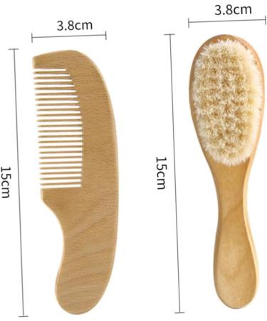 SECFOU Baby Hair Brush Set - Soft Wood Bristles for Newborns and Toddlers - Buy Online on GoSupps.com