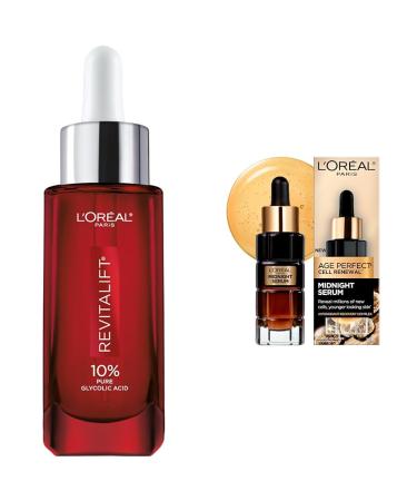 L Or al Paris Glycolic Acid Face Serum Revitalift Triple Power LZR & Midnight Serum for Face Vitamin E Serum