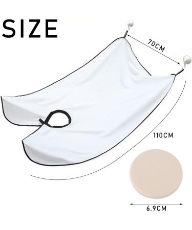 White Shaving Bib with Suction Cups - Salon Care Smock for Men's Grooming - Hair Cutting Apron with Powder Puff - Buy Online on GoSupps.com