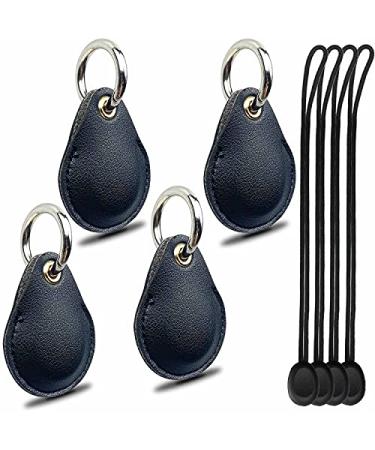 Airtag case Keyring Halter 4-piece Air Tag Tracker Pendant Compatible with Apple Item Finder Hidden Key Ring Leather ITag GPS Locator Protection cover Organizer Karabiner Accessories 4 piece-black leather