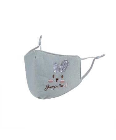 Yliquor Cute Print Face Mask Reusable Children Outdoor Washable Embroidery Warm Protection Facial Cotton Covering Breathable Seamless (1 pc Gray)