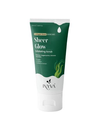 Sheerglow Exfoliating Face Scrub with Algae Papaya & Hibiscus Extracts - Natural Radiance & Skin Smoothing - Nourishing Beauty & Skin Care Solution for All Skin Types - 3.38 Oz