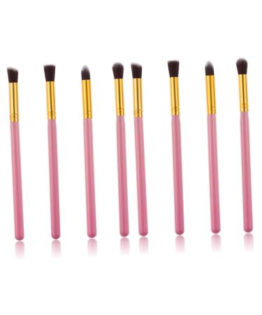 Baluue 8 Pcs Eye Make-up Brush Kit Foundation Makeup Eyeshadow Brushes Professional Eye Cosmetic mediumx2pcs Pink+goldx2pcs