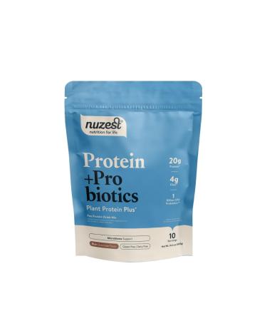 Nuzest - Protein + Probiotics Gut Health - Superfood Powder Plant Protein Blend - 300g / 10.6 oz Pouch (10 Servings) (Rich Chocolate, 300g) Rich Chocolate 10.58 Ounce (Pack of 1)