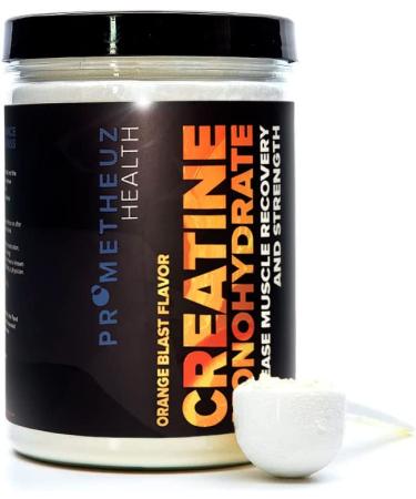 PrometheuzHealth Creatine Monohydrate Increase Muscle Recovery and Strength for Men and Women Hydrates Muscles and Joints | Orange Blast Flavor 50 Servings