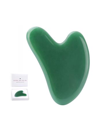 Deciniee Gua Sha Massage Tool  Natural Jade Stone Gua Sha Set  Green Heart Shape Guasha Tool for Face Body Relieve Muscle Tensions Reduce Puffiness Lymphatic Drainage and Tighten