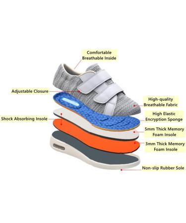 AngryMonkey Women's Diabetic Wide Width Shoes 9.5 Light Gray | Adjustable Strap Lightweight Non-Slip Orthopedic Walking Shoe for Elderly with Hammertoe Arthritis Bunions & Swollen Feet - Buy Online on GoSupps.com