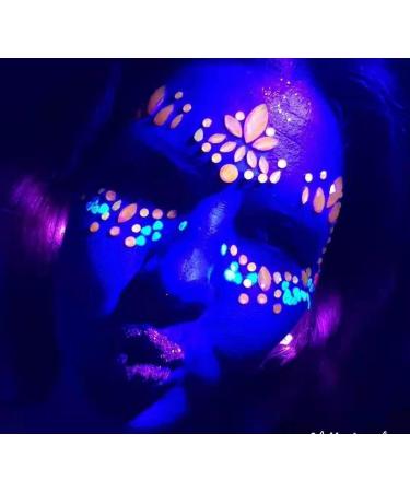 Luminous Face Gems Tattoo Stickers - Glow in the Dark Fluorescent Rhinestone Temporary Tattoos for Halloween & Christmas (4 Sets) - Buy Online on GoSupps.com