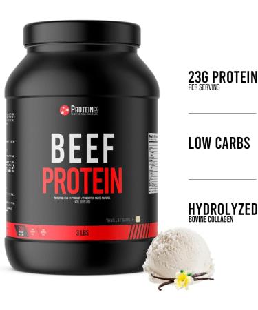 Beef Protein Powder - 3 Lbs Vanilla Flavor | Anytime Supplement for Optimal Performance - Buy Online on GoSupps.com