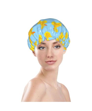 Yellow Rubber Duck Reusable Shower Cap | Double Layer Waterproof Hair Protector for Women, Kids, and Men - Buy Online on GoSupps.com