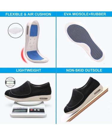 Women's Wide Width Shoes - Adjustable Closure & Lightweight | Ideal for Diabetic Edema Plantar Fasciitis Bunions Arthritis | SK2 8 Wide Dk-Black - Buy Online on GoSupps.com