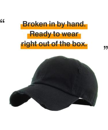 KBETHOS Vintage Washed Distressed Cotton Dad Hat Baseball Cap - Adjustable Unisex Style Headwear in Black - Buy Online on GoSupps.com