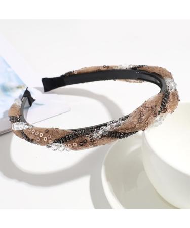 hgnxa Sequined Lace Hair Hoop for Women Korean Style Rhinestones Headband Nonslip Sweet Hairband Casual Wear Mesh Headwear Black - Buy Online on GoSupps.com