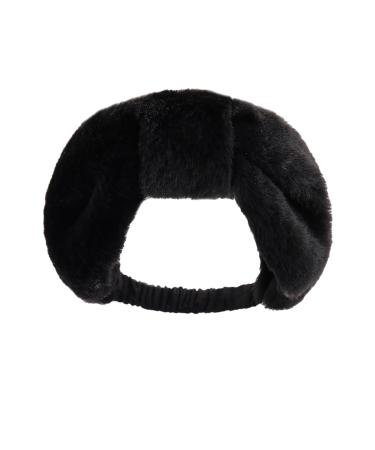 amangul Woman Girls Plush Wide Knot Headbands Elastic Makeup Headband Stretch Soft Yoga Sports Washing Face Hairband Slip(Black)