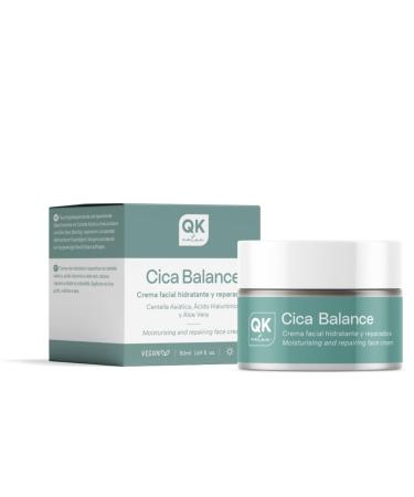 QKnature Cica Balance Hydratating and restorative facial cream with Centella Asiatics hyaluronic acid alue vera yjojoba and karit for the sensible and dehydrated skin day and night 50 ml