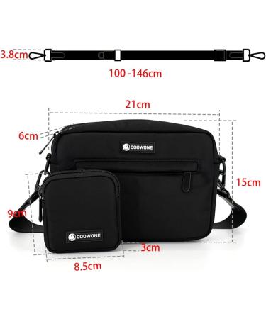 COOWONE Waterproof Dog Walking Bag with Integrated Poop Bag Dispenser - Adjustable Shoulder Bag for Dogs (Black) - Buy Online on GoSupps.com