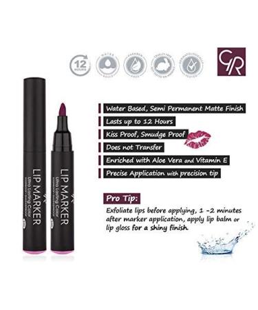 Golden Rose Lip Marker Lip Stain - 104 Burgundy, Long Lasting, Water Based with Aloe Vera and Vitamin E - Buy Online on GoSupps.com