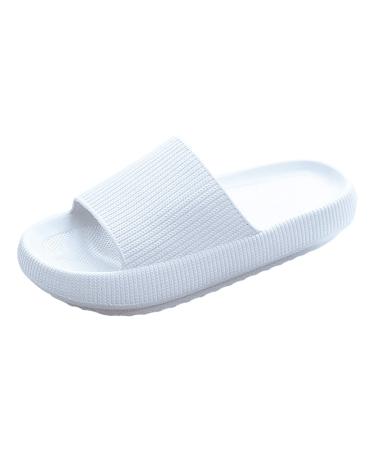 Sliders Cloud Slippers Women Men Non-Slip Mens Womens Slippers Cloud Sliders Soft Flip Flops with Thick Sole for Shower Bathroom Pool Beach 7.5 UK White