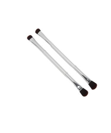 Soft Hair Double Ended Eyeshadow Brush Set - Silver 2pcs for Women Makeup Artists | Premium Eyelid Cosmetic Tools - Buy Online on GoSupps.com
