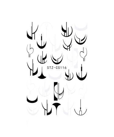 Nail Decor Spring Summer Smile Line Design Nail Art Stickers 3D Black White Geometry French(STZ-CS116)