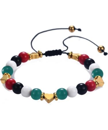 Kuaiyiju Adjustable Woven Bracelet with National Flag & Pearls - Perfect for Peace Supporters - Buy Online on GoSupps.com