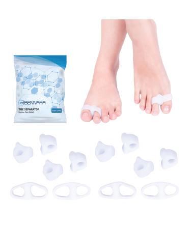 BENNARA Toe Straightener. Set L: 8pc- One Loop Toe Separator & 4pc-Double Loop Toe Separator for Hammer Toe  Overlapping Toe  Pedicure  Yoga. Bunion Corrector for Men and Women.